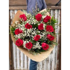 RED ROSES  WITH GYPSOPHILA